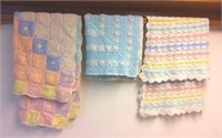 3) Baby Blankets, crocheted