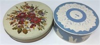 2) Smith Crafted Tin w/Buttons, blue & white