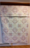 Cross Stitched Quilt, hand quilted, 86" x100"