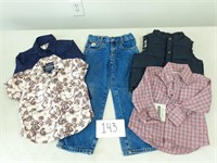 3 Kid's Shirts + Puffer Vest and Jeans - XXS - S