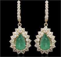 AIGL 6.55 Cts Natural Emerald Diamond Earrings