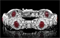 AIGL 17.70 Cts Natural Ruby Diamond Bracelet