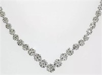 14 kt Diamond Cluster Floral V Style Necklace