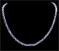 Certified 24.75 Cts Tanzanite Diamond Necklace