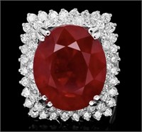 Certified 19.00 Cts Natural Ruby Diamond Ring