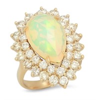 Certified 6.97 Cts Natural Opal Diamond Ring