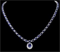 Certified 31.25 Cts  Sapphire Diamond Necklace