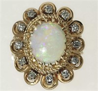 2.50 Cts Natural Opal Diamond Ring 14 Kt