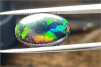 3.60 Cts Natural Ethiopian Oval Cut Black Opal