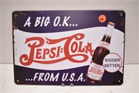 Novelty metal sign 12"W x 8"H - Pepsi Cola