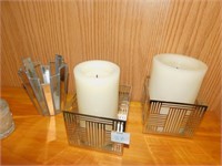 CUTE CANDLE HOLDERS; TWO MATCHING WITH CANDLES