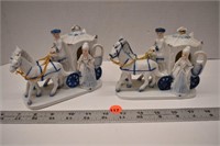 Blue and white Victorian carriage and rider