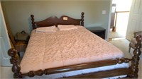 Walnut queen cannonball bed