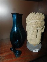 STONE STATUE & ETCHED DECANTER