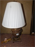 LIONHEAD URN CENTER LAMP W/ PLEATED SHADE 25" H