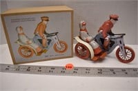 Wind up tin toy - motorcycle and sidecar