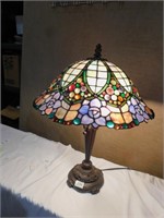 STAINED GLASS LAMP W/ 2 BULBS 24" H