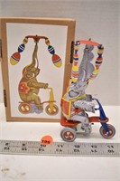 Wind up tin toy - Elephant on tricycle