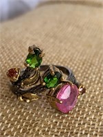 Sterling silver and pink ruby ring size 7-9 (Open