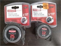 2pc Craftsman Tape Measures; 25' & 12'