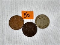 1862 Britan penny 1958 Philippines coins