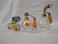 3 Glass perfume adomizers France hand cut