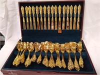 Gold plated service for 16 Flatware FB Rogers