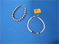 2-Sterling silver pearls beads bracelets