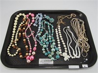 TRAY: BEADED COSTUME NECKLACES