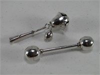 TRAY: 2 STERLING? BABY RATTLES