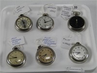 TRAY: 6 VINTAGE POCKET WATCHES