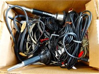 Box of Cables, RCA Jacks, CB Radio Antenna Bases,e