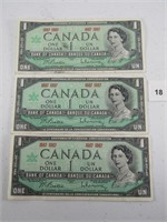 THREE 1967 CENTENNIAL BANK OF CANADA BANK NOTES