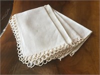 4 Antique Embroidered Linen Placemats 17” X 11"