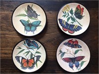 Set of 4 Vintage Decorative Painted Butterfly Arts