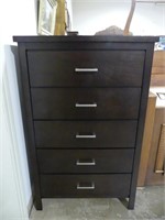 CONTEMPORARY DARK FINISH 5 DRAWER TALL CHEST
