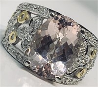 14KT WHITE GOLD 7.50CTS MORGANITE & .50CTS DIA.
