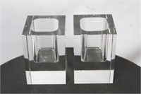 Chelsea House pair crystal candle holders