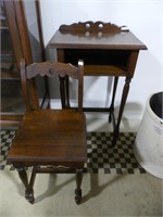 MAHOGANY  TELEPHONE TABLE WITH CHAIR