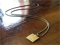 Gold Tone Bingo Charm Necklace W/ 23” Chain