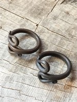 2 Vintage Antique Hand forged Iron Napkin Rings