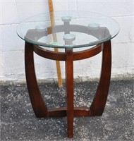 Glass-top & wood end table
