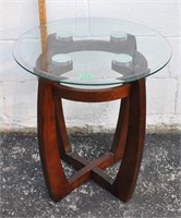 Glass-top & wood end table