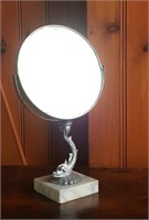 Vintage Cast Dolphin/ Marble Base Vanity Mirror