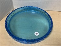Blue Pressed Glass Water Glass Tray