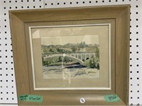 Framed Watercolour Signed V. Smith (bridge)