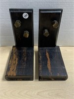 Pair Of Ebony Bookends With Hide Hole