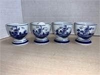 Ser Of 4 Delft Egg Cups