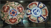2 Hand-Painted Plates with Stands