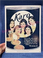 Karo advertising tin sign